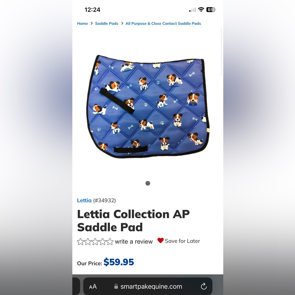 Lettia All Purpose Full Puppy Print Saddle Pad - Picture 4 of 8